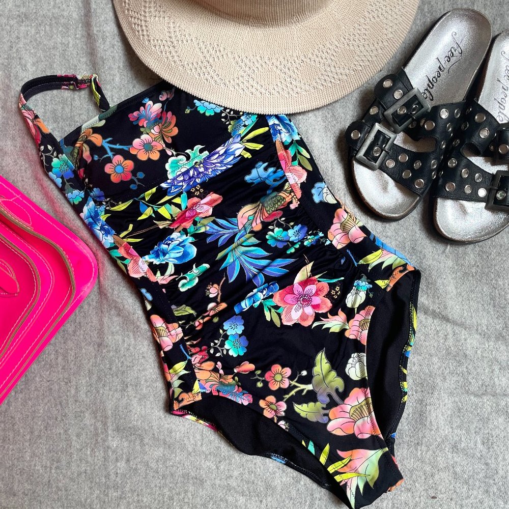 Johnny Was  ' OCEAN DREAMER RUCHED ONE PIECE' Bathing suit